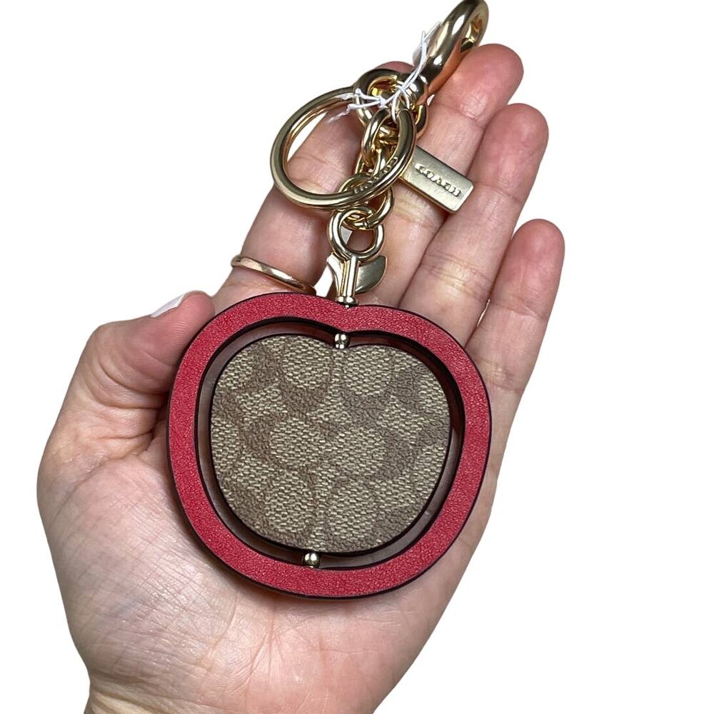 Coach Spinning Apple Bag Charm in Signature Canvas Keychain - Picture 8 of 8
